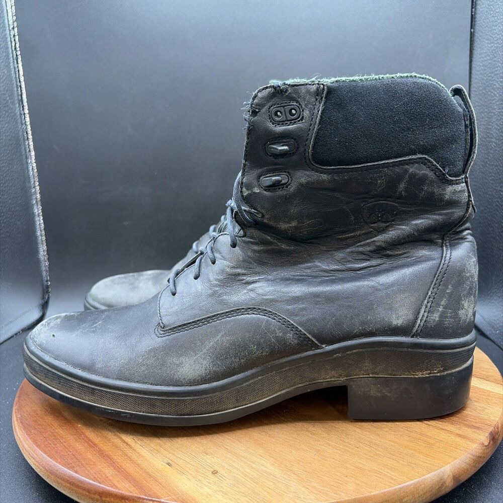 Ariat Heritage ATS Womens Size 11 B Work Boots Black Leather Green Suede Riding